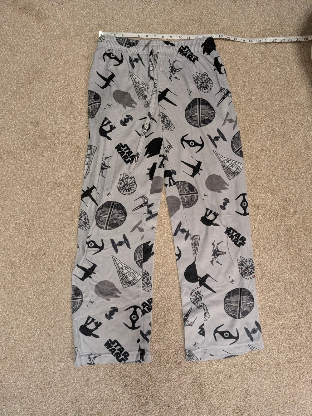 Adult Star Wars Gray & Black Pajama Fleece Bottoms Size Small
